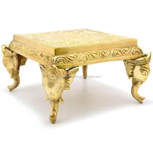 黄铜黄色成品黄铜装饰Chowki-金属小家具
