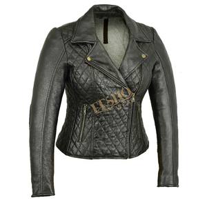 Women Leather Jacket Genuine Leather jacket <b>Quilted</b> women Leather jacket short body - Product Image 1