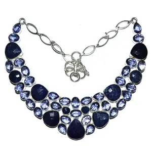 Ожерелье авантюрин и Аметист синего цвета, ожерелье-цепочка, ожерелья, свадебный подарок для женщин, праздничный Агат