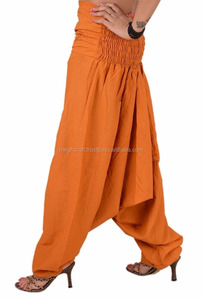 กางเกงฮาเร็มทรงหลวมสไตล์อินเดีย - กางเกงสไตล์อะลาดินสำหรับฤดูร้อน - กางเกงขายาวผู้หญิง - Product Image 4