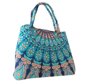Handmade Cotton <b>Canvas</b> Hobo <b>Bag</b> with Insulated Mandala Design Custom Logo Girls' Tote <b>Bag</b> with Tapestry Handle Wholesale - Product Image 2
