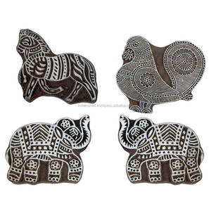 Nova — blocs d'impression en bois, tampon en Textile brun artisanal, toile avec animaux indiens, nouveau Design - Product Image 2