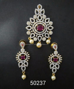 Juego de colgante de 2 tonos para mujer, Diamante americano, venta al por mayor, india 50237 - Product Image 1