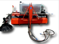 Nouvelle balayeuse routière piétonneuse rouge tractable avec balai latéral en plastique et seau, capacité 205 cm, garantie 1 an, fabriquée en Turquie