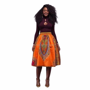 Robe courte plissée évasée à taille haute pour femmes, imprimé africain Dashiki, style hippie, en coton - Product Image 3