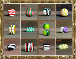 Round Multi Colored Layered & Striped Resin Acrylic Lucite Loose <b>Beads</b> - Product Image 6