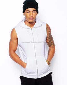 2023 Hot Sale <b>Men's</b> Autumn <b>Sleeveless</b> <b>Hoodie</b> 100% Cotton Fitness Sports Plain Color - Product Image 5