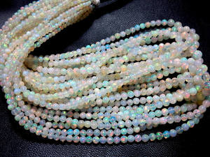 ลูกปัดหินโอปอลเอธิโอเปียไฟลูกปัดกลมเรียบ3-5มม. ลูกปัดโอปอลเอธิโอเปีย - Product Image 5