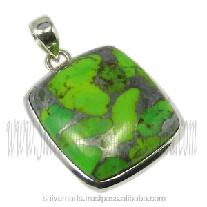 Nueva llegada Vintage oro plata esterlina 925 Natural turquesa piedra preciosa colgante bisel ajuste joyería fina colgantes encantos - Product Image 2