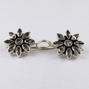 Impresionantes Pendientes de Plata de Ley 925 con Circonitas Blancas y Diseño Floral Bohemio de Shri Ashapura Jewels, Certificados por Terceros - Product Image 6