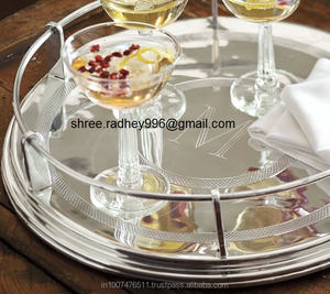 Plateau de service rond en acier inoxydable écologique finition polie école à domicile bureau utilisation retour à l'école quantité minimale de commande 100 pièces - Product Image 1