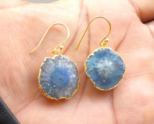 Ensemble de boucles d'oreilles Vintage Boho Agate Electroplated Multi Solar Quartz Gold Plating Classic Wire Wrapped Birthstone for Party Gift - Product Image 4