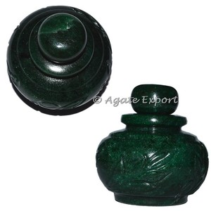 Jade verde hecho a mano tallada botella piedras decorativas - Product Image 1