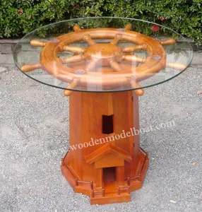 Mesa de madera con ruedas y armario, mueble náutico de madera, mueble náutico