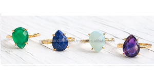 Anillo Elegante para Mujer, Chapado en Oro, Plata de Ley 925, con Gema Semipreciosa en Corte Pera y Engaste de Garras, Ideal para Regalos y Fiestas - Product Image 2