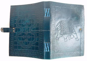 Diario de piel con diseño de elefante azul auténtico indio hecho a mano al por mayor - Product Image 4