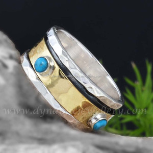 Anillos de cabujón turquesa de Plata de Ley 925, joyería de boda para mujer, piedras preciosas a granel, anillos de turquesa de Plata de Ley 925 al por mayor - Product Image 1