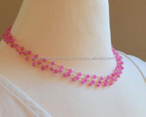 โซ่ลูกปัดหินรอนเดลชุบทองสีชมพูยอดนิยม - Product Image 3