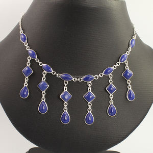 Collar de Plata de Ley 925 al por Mayor con Piedra Preciosa de Lapislázuli Clásica, Hecho a Mano, para Regalo de Boda, Compromiso o Aniversario - Product Image 2