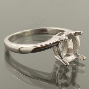 Bague de fiançailles élégante en argent sterling 925, tailles semi-montées, pierre centrale ovale de 7x9 mm, non sertie - Product Image 4