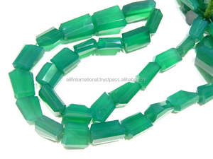 100% หินโอนิกซ์สีเขียวธรรมชาติลูกปัดตัดขั้นบันไดขนาดหลวม10-17มม. สำหรับการทำเครื่องประดับ - Product Image 5