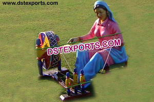 Rajasthani Thème Mariage Décoration Fiber Statue Mariage Mehandi Décoration Statues Rajasthani Fiber Musicale Statue - Product Image 3