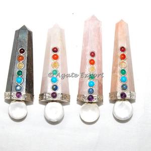 หินคริสตัลแบบผสมสำหรับโยคะไม้กายสิทธิ์แบบโอเบลิสก์ขนาดเล็ก - Product Image 1