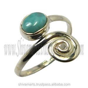 แหวนเพชรลาริมาร์แท้สวย925เครื่องประดับเงินสเตอร์ลิงสำหรับผู้ชายและผู้หญิง - Product Image 2