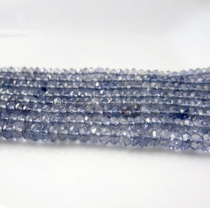 IIolite-Roundel pequeño y redondo de 2,5-3mm, de agua zafiro, Micro facetado, azul, iolita - Product Image 1