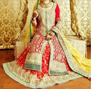 Schönste pakistani sche Hochzeit Braut Lehenga Kleid