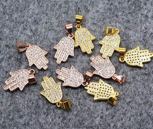 Collar Clásico DIY de Plata de Ley con Colgante de Cristal y Dijes, con Amuleto de Hamsa y Mano de Fátima, y Pavé de Circonitas Cúbicas - Product Image 3