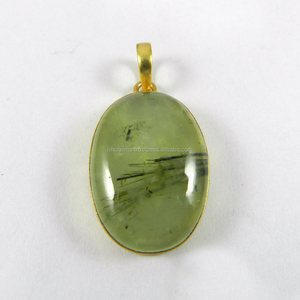 จี้เพชรพลอยควอตซ์รูไทล์สีเขียว ประดับขอบทอง 18k เครื่องประดับแฟชั่น - IG2831 - Product Image 2