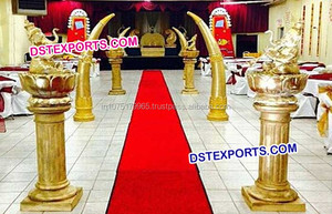 Hermosa boda fibra Pavo Real columnas estilo único pasarela pasillo pilares boda Pavo Real tema pasillo Decoración - Product Image 6