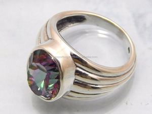 Nice Mystic <b>Quartz</b> Gemstone 925 Sterling Silver <b>Ring</b> Fashionable Oval Shaped Wedding <b>Ring</b> for Women - Product Image 3