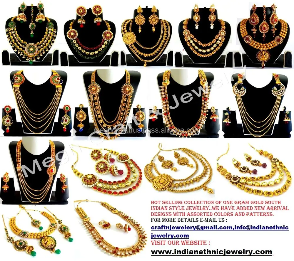 Jewelry sets — bijoux en or 9 grammes, boucles d'oreilles en forme de perle Antique, kundan polka, jhumka haen, vente en gros