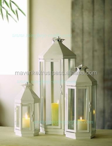 <b>White</b> Rustic Handmade Candle <b>Lanterns</b> With Glass Panels for Indoor and Garden Patio Decorative Candle <b>Lanterns</b> - Product Image 6