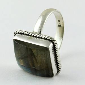 Bague carrée en Labradorite au Look Royal en argent Sterling 925, bijoux en argent Antique, bijoux en argent en ligne - Product Image 5