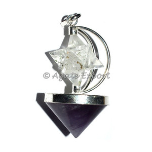 Amethyst Cone and <b>Crystal</b> Merkaba <b>Pendants</b> - Gemstone <b>Pendants</b> <b>for</b> Sale Feng Shui Healing Gemstone Items - Product Image 1