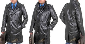 Manteau en cuir de peau de mouton véritable pour hommes de qualité supérieure Style anglais motif solide imperméable devant vêtements d'extérieur élégants décontracté - Product Image 4