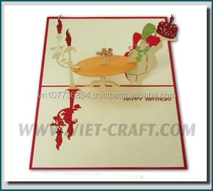 Meilleur prix fait à la main 3D découpé au laser Pop-up carte d'anniversaire conception personnalisée au Vietnam Top tendance papier cadeaux et artisanat pour anniversaire - Product Image 4