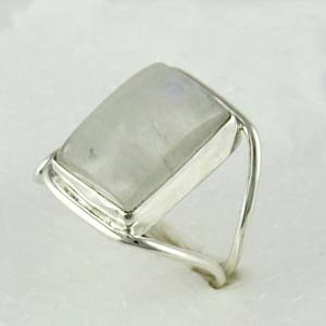 Joli Look !! Bagues en argent Sterling 925 pierre de lune arc-en-ciel, bijoux en argent 925 - Product Image 6