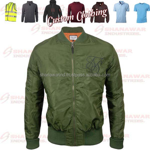 Chaqueta de vuelo de invierno para hombre hecha a medida Diseño de bombardero de patrón sólido Material de satén impermeable Precios al por mayor de Pakistán - Product Image 2