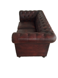 โซฟาอุตสาหกรรมเชสเตอร์ฟิลด์หนัง2ที่นั่ง,เชสเตอร์ฟิลด์วินเทจ2ที่นั่งโซฟาสีน้ำตาลเข้ม - Product Image 6