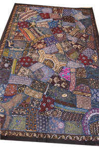 ผ้าปูเตียงคู่ทำมือจากอินเดีย ผ้าแขวนผนังประดับลูกปัด งานฝีมือผ้าฝ้ายลายชาติพันธุ์ ผ้าแขวนผนังขนาดใหญ่สำหรับเทศกาลคริสต์มาส - Product Image 3