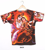 T-shirt unisexe avec motif psychédélique hippie de divinités hindoues Ganesha Shiva Krishna Om Sarswati Maa DIVINE, tailles M / L / XL