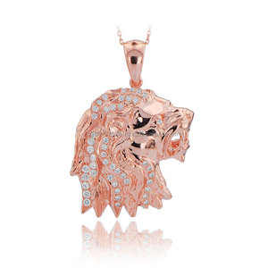 สร้อยคอจี้หัวสิงโตสีทอง14K สร้อยคอรูปสัตว์สำหรับผู้หญิงทำจากไก่งวง - Product Image 3