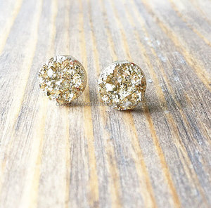 Pendientes Druzy dorados de titanio de 12mm, orejas sensibles chapadas en oro y rodio para regalo de fiesta de aniversario - Product Image 1
