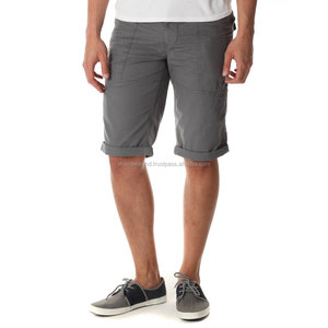 Pantalones cortos clásicos de algodón para hombre, pantalones cortos Cargo informales con múltiples bolsillos con decoraciones rasgadas con parches, tela de lona teñida Lisa OEM - Product Image 5