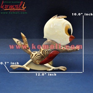 Intarsia de pájaros de madera tallados a mano, estatuilla de pájaro Tweety, escultura de madera artesanal, decoración decorativa del hogar de pájaros - Product Image 6