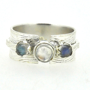 Romantic 925 Sterling Silver <b>Ring</b> Cab <b>Labradorite</b> Gemstone Fashionable Silver Plated Bezel Setting for Parties and Weddings - Product Image 2